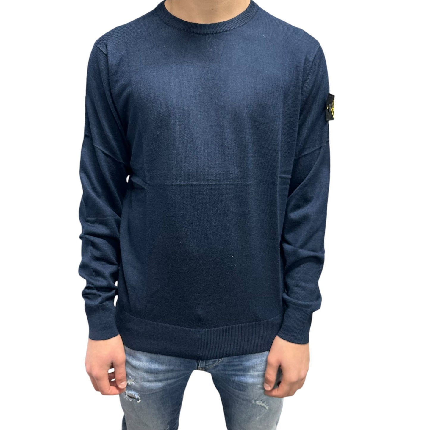 MAGLIONE STONE ISLAND BLU GIROCOLLO