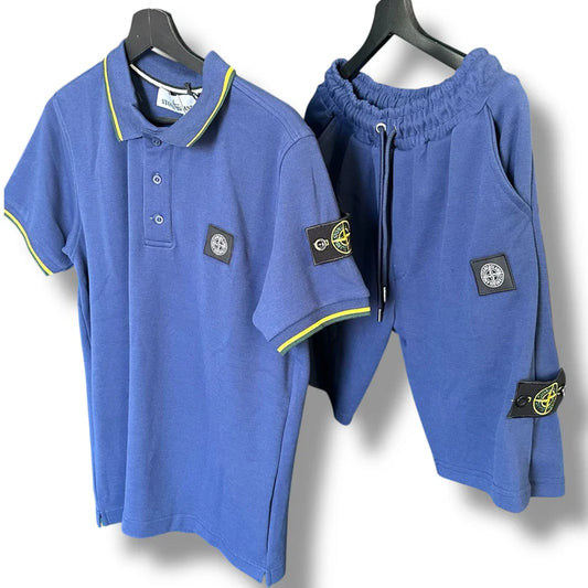 COMPLETINO STONE ISLAND BERMUDA + POLO COLORE BLU