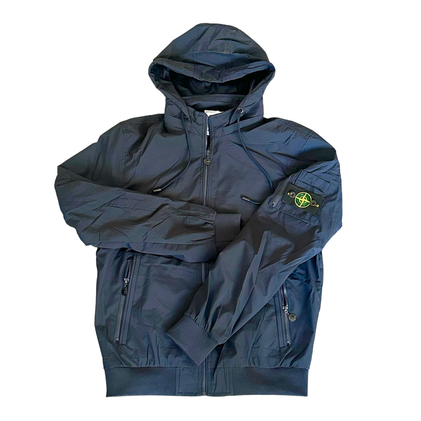 GIUBBINO STONE ISLAND LEGGERO CON CAPPUCCIO COLORE BLU