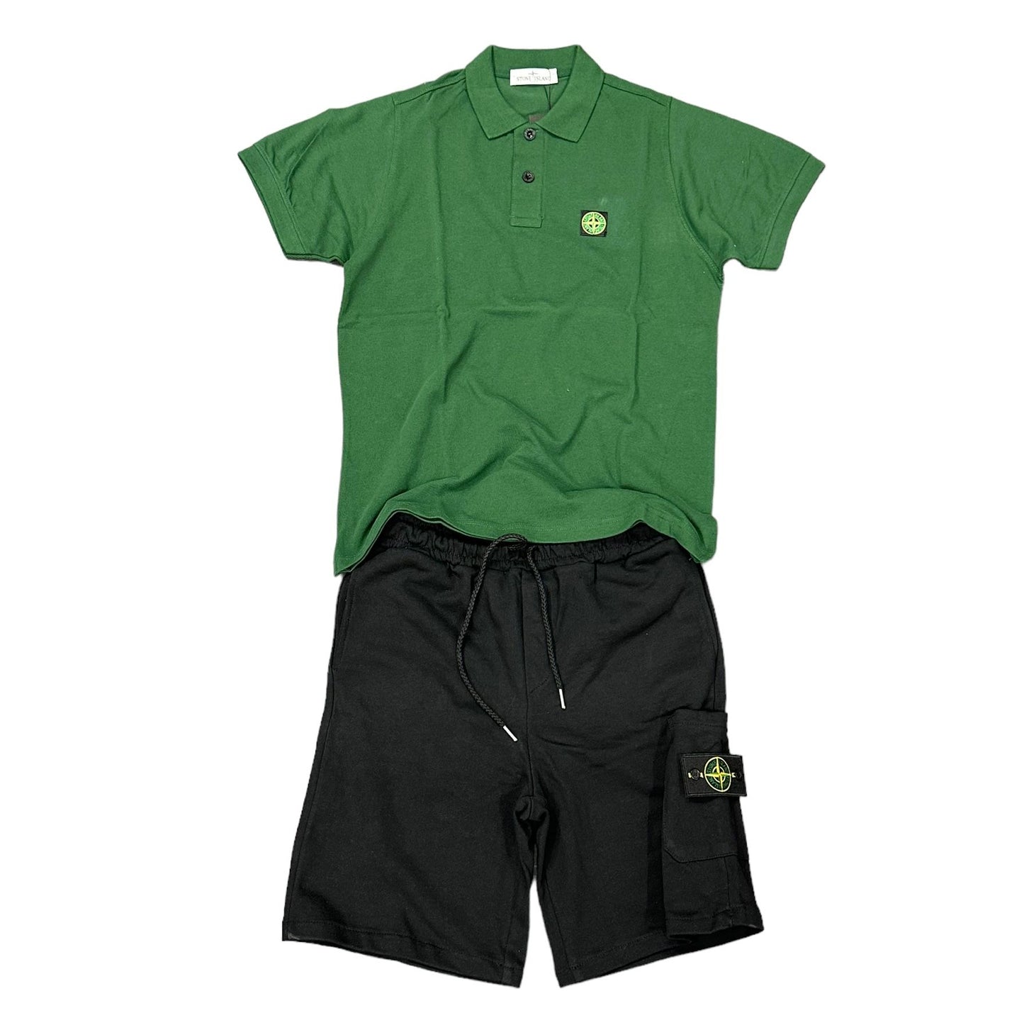 COMPLETO STONE ISLAND MAGLIA VERDE BOTTIGLIA + PANTALONE NERO