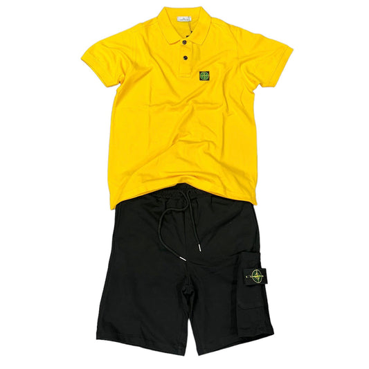 COMPLETO STONE ISLAND MAGLIA GIALLA + PANTALONE NERO