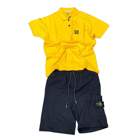 COMPLETO STONE ISLAND MAGLIA GIALLA + PANTALONE BLU