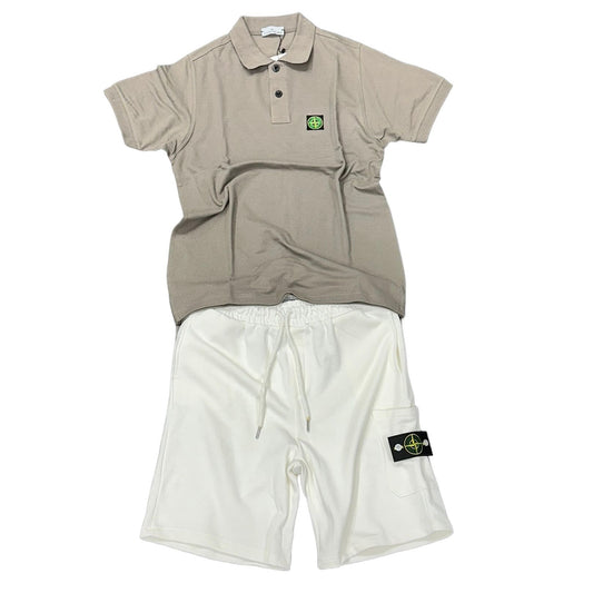 COMPLETO STONE ISLAND MAGLIA ZINCO + PANTALONE BIANCO