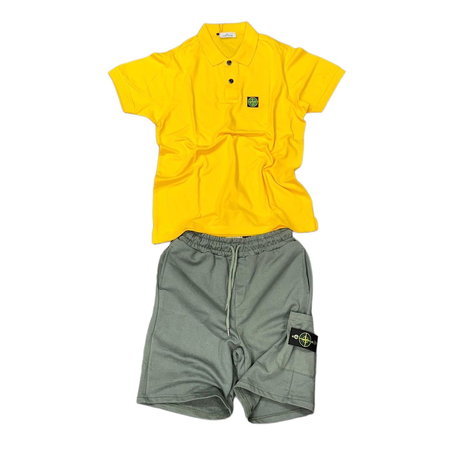 COMPLETO STONE ISLAND MAGLIA GIALLA + PANTALONE VERDE