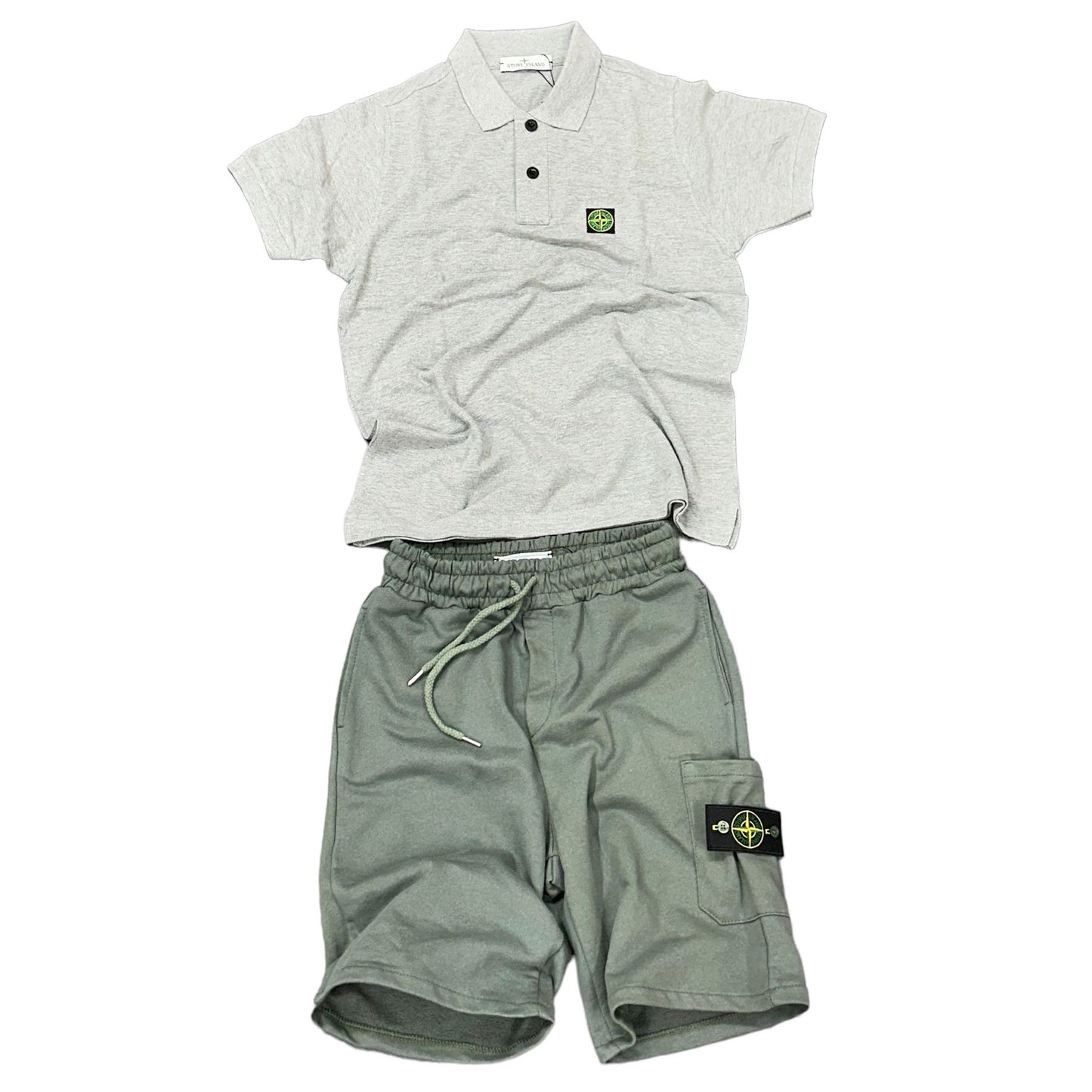 COMPLETO STONE ISLAND MAGLIA GRIGIA + PANTALONE VERDE