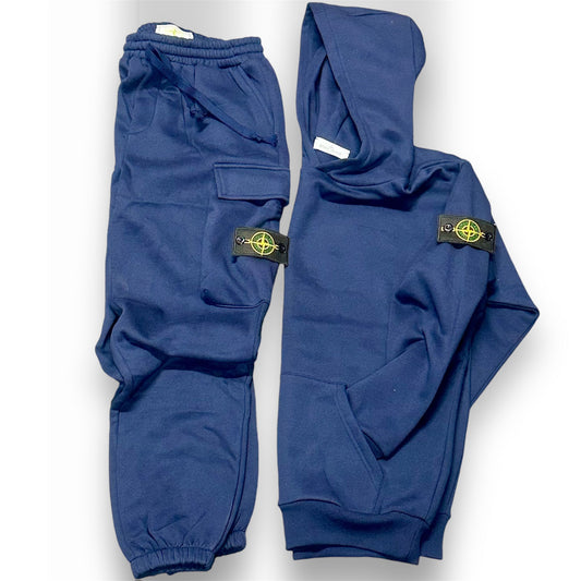 TUTA COMPLETA PANTALONE + FELPA STONE ISLAND COLORE BLU