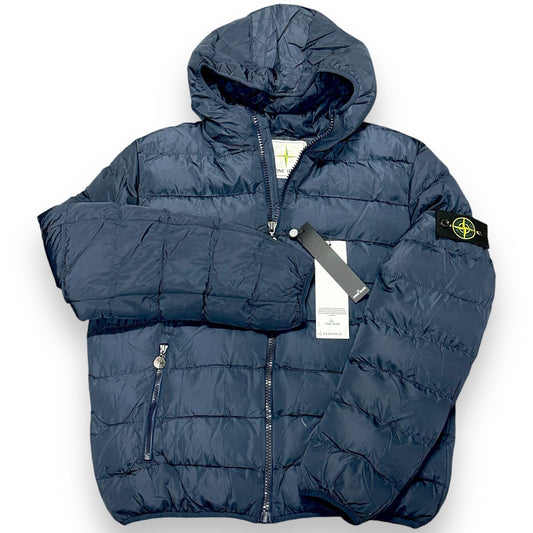 PIUMINO CON CAPPUCCIO COLORE STONE ISLAND BLU