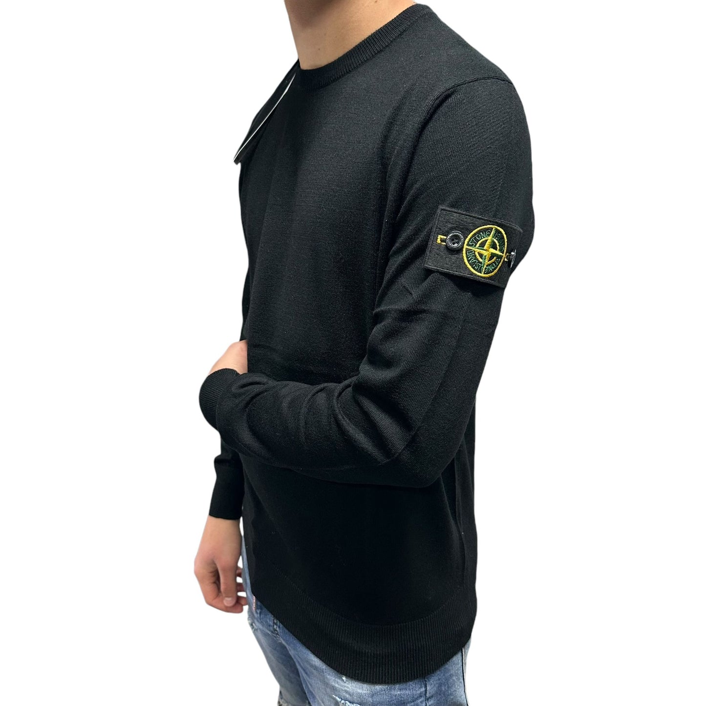 MAGLIONE STONE ISLAND NERO GIROCOLLO