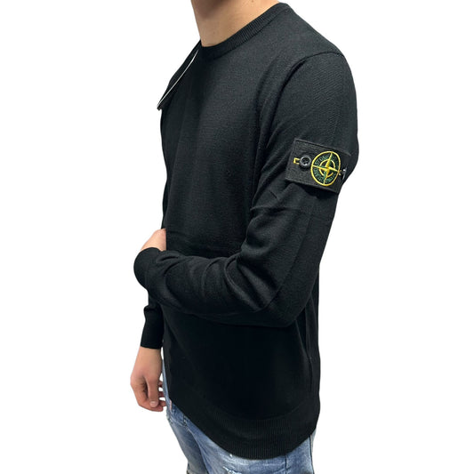 MAGLIONE STONE ISLAND NERO GIROCOLLO