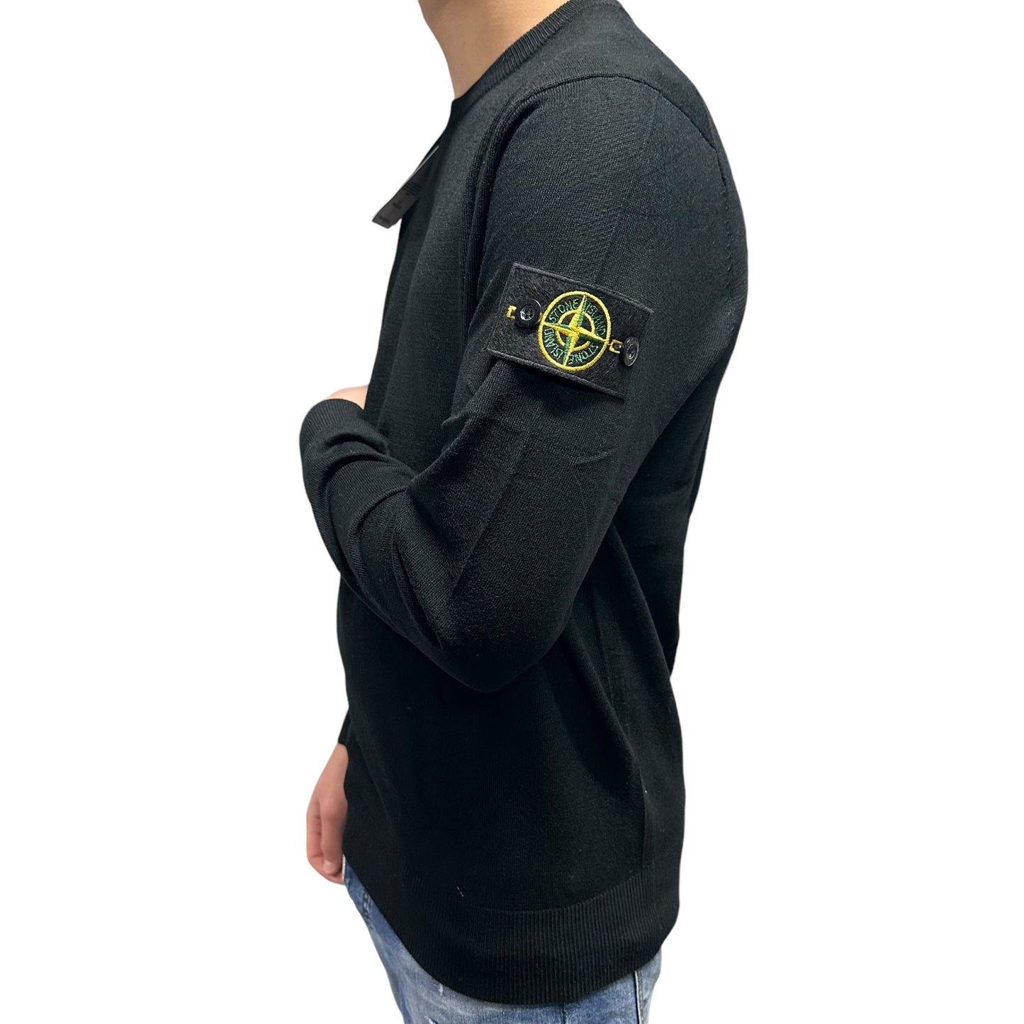 MAGLIONE STONE ISLAND NERO GIROCOLLO