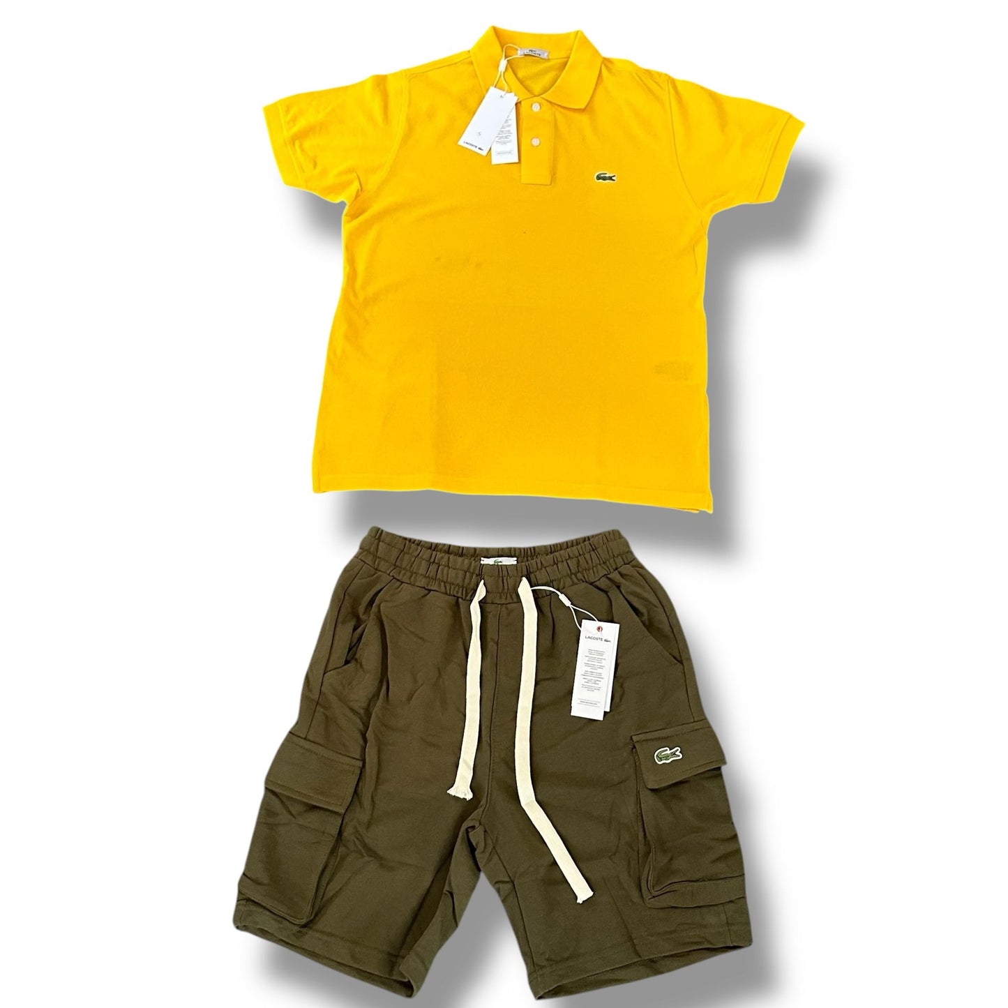 12- COMPLETINO LACOSTE POLO GIALLA -BERMUDA VERDE