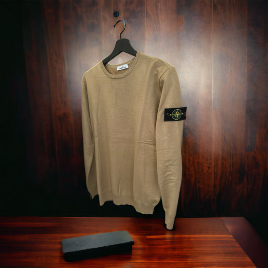 MAGLIONE STONE COLORE BEIGE TOPPA SU SPALLA